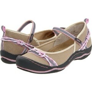 JBU Jambu Memory foam closed toe pink and white sandals size 10